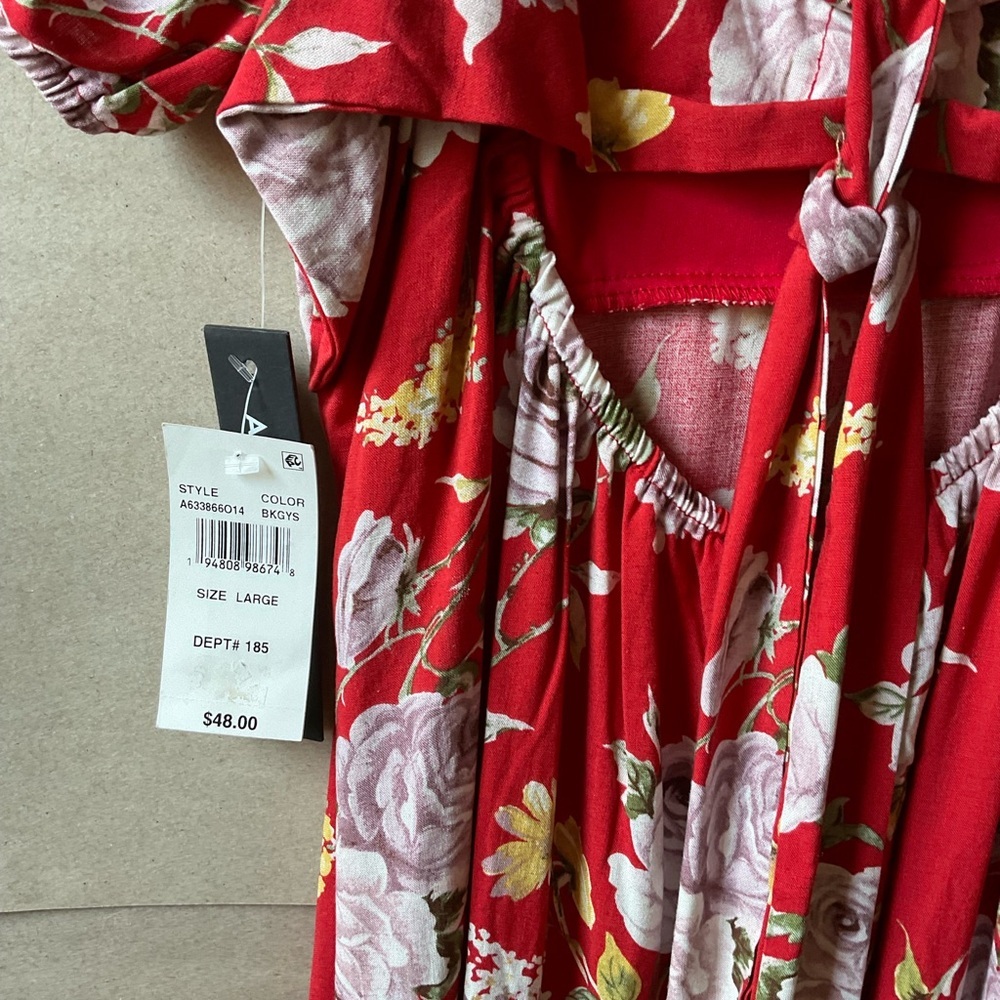 As U Wish Floral Red Dress. Size L NWT - Picture 9 of 13